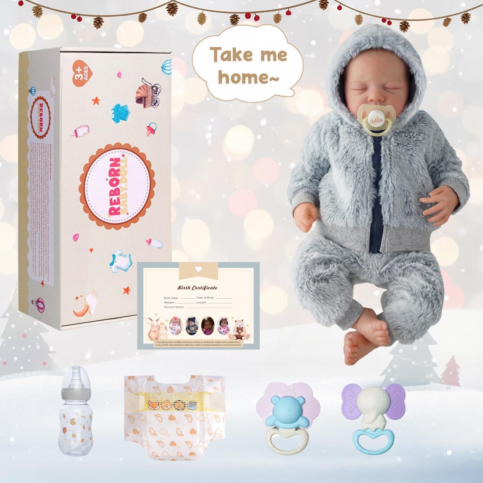 BABESIDE 17 Inch Lifelike Reborn Baby Dolls, Full Body Vinyl Boy