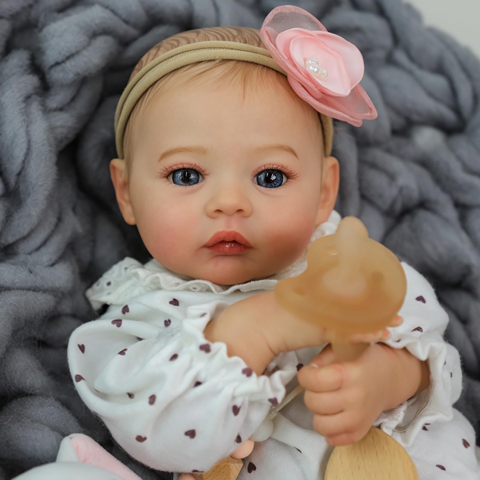 KSBD Reborn Baby Dolls - 18 Inch Realistic Baby Doll Girl, Real Life Baby Dolls with Cute Soft Vinyl Body, Real Baby Doll Newborn Lifelike Baby Gift with Accessories for 3+ Years Old Kids