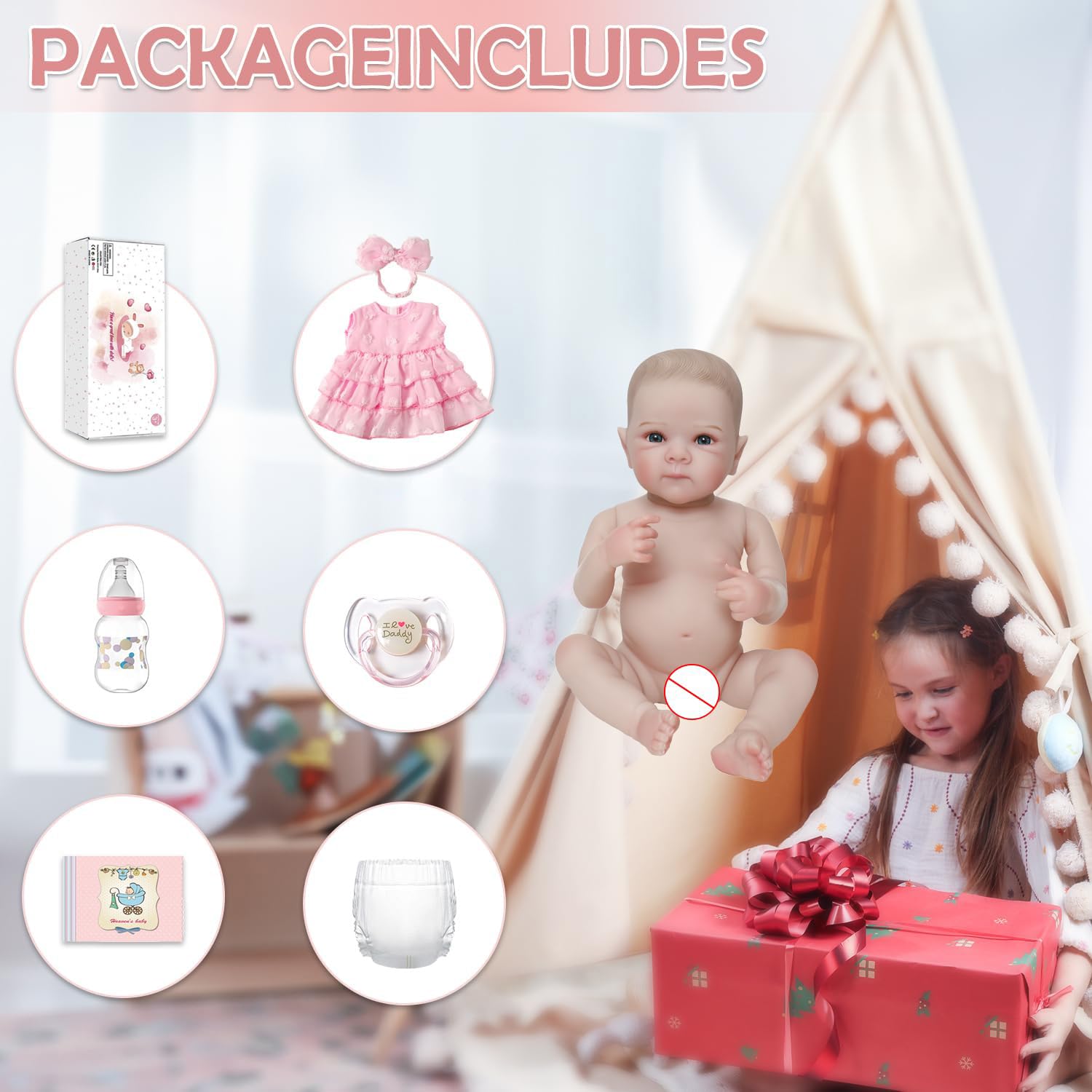 KSBD Reborn Baby Dolls - 20 Inch Realistic Baby Doll Real Life Baby Dolls Lifelike Newborn Baby Doll Girl with Soft Full Vinyl Body and Accessories can Swimming Baby Dolls for 3+ Years Old Kids Gifts