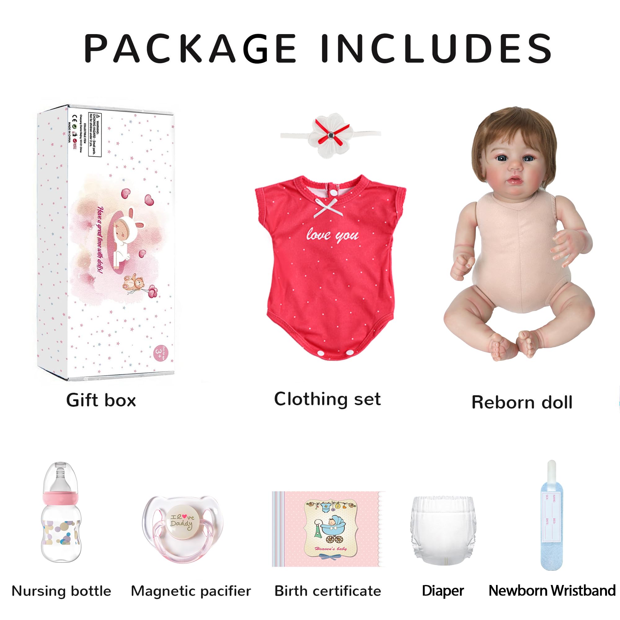 WOOROY Realistic Reborn Baby Doll, 18-Inch Lifelike Newborn, Real Life Girl