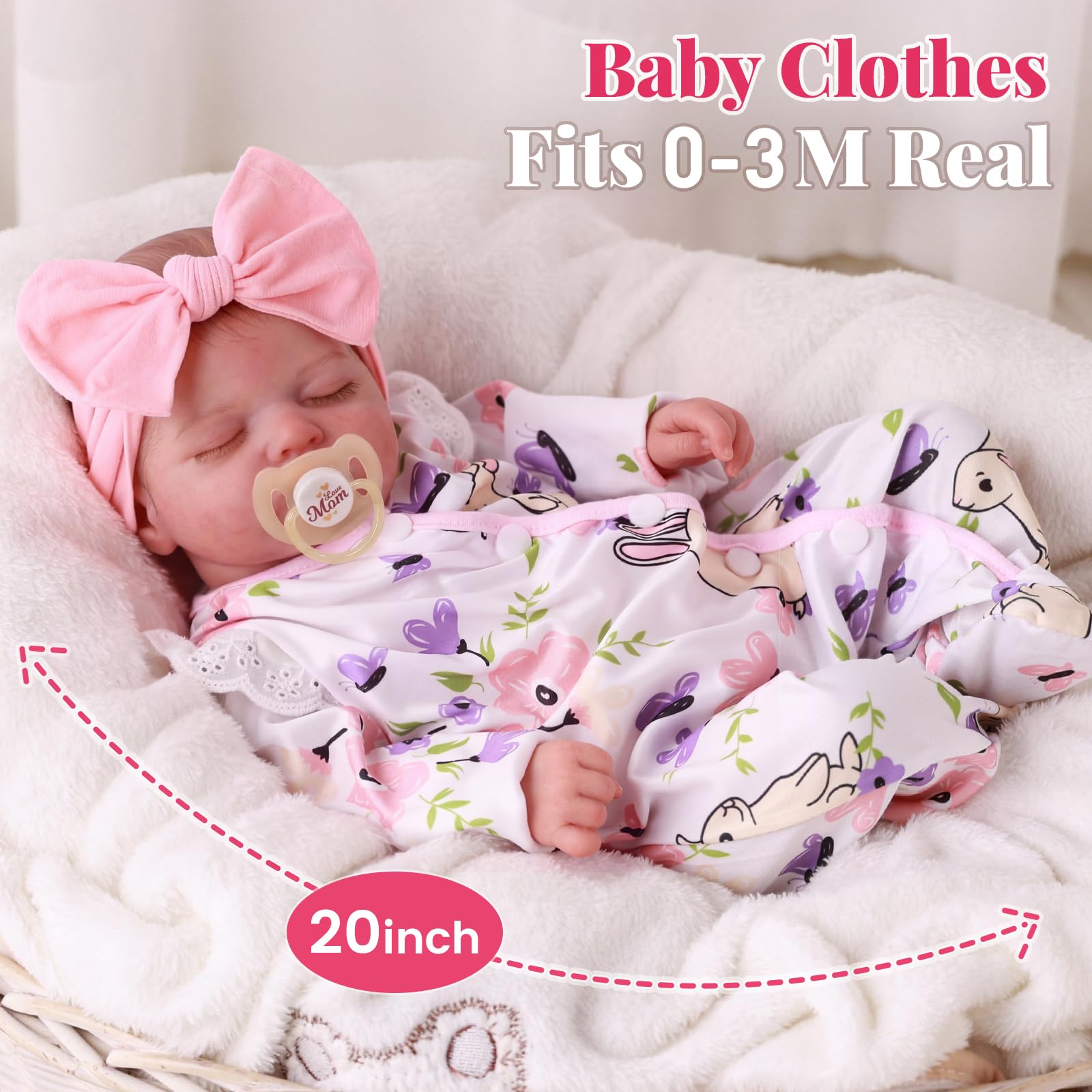 BABESIDE 20 Inch Reborn Baby Dolls Girl, Realistic Newborn Baby Doll
