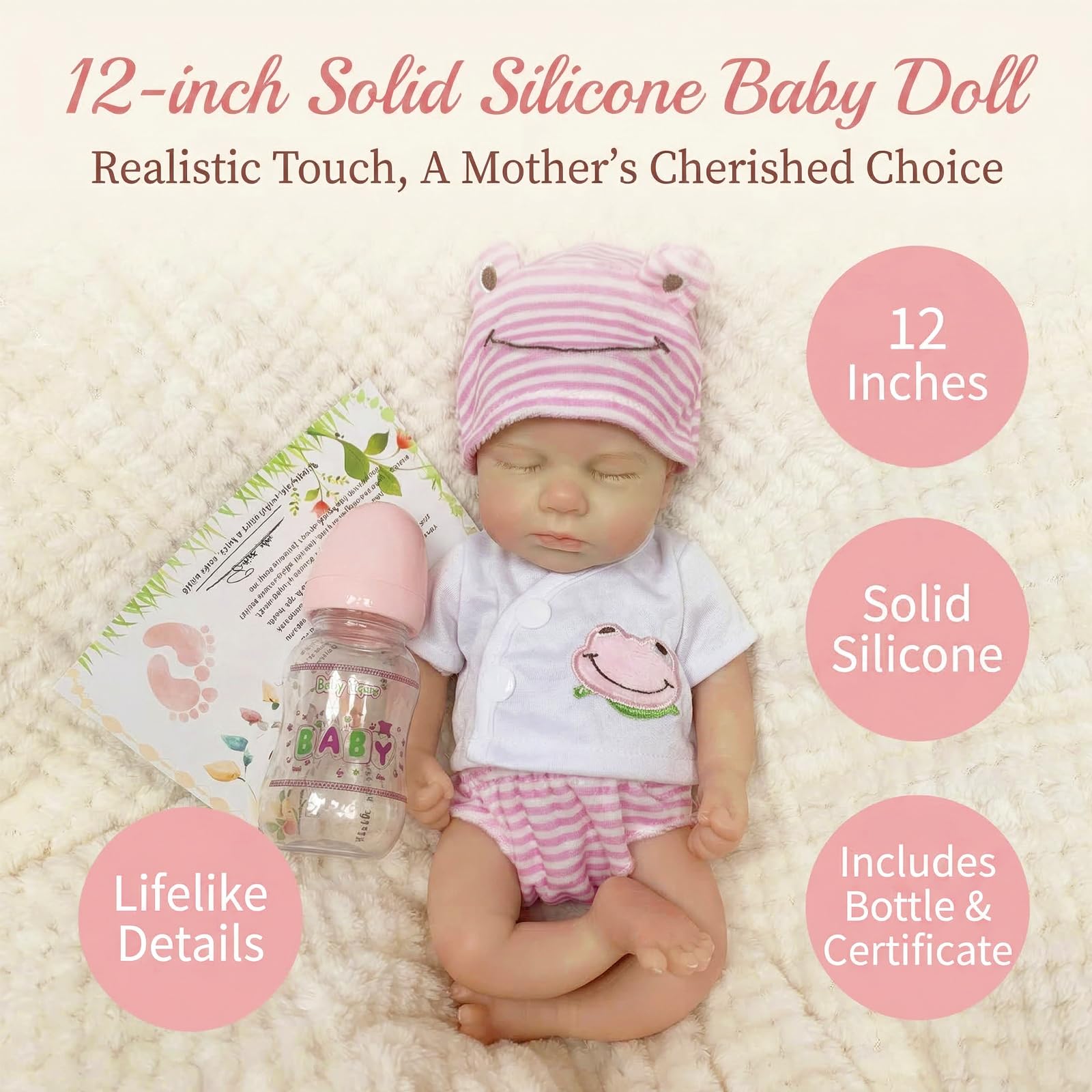 OtardDolls 33cm Reborn Baby Dolls Silicone Full Body Girl Lifelike Handmade Painted Dolls Silicone Reborn Babies for Kids