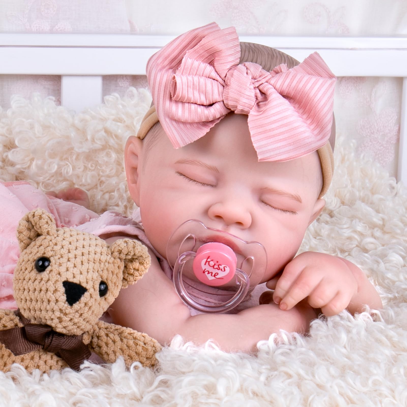 Aori Reborn Baby Dolls, 20'' Realistic Sleeping Newborn Girl in Pink Dress