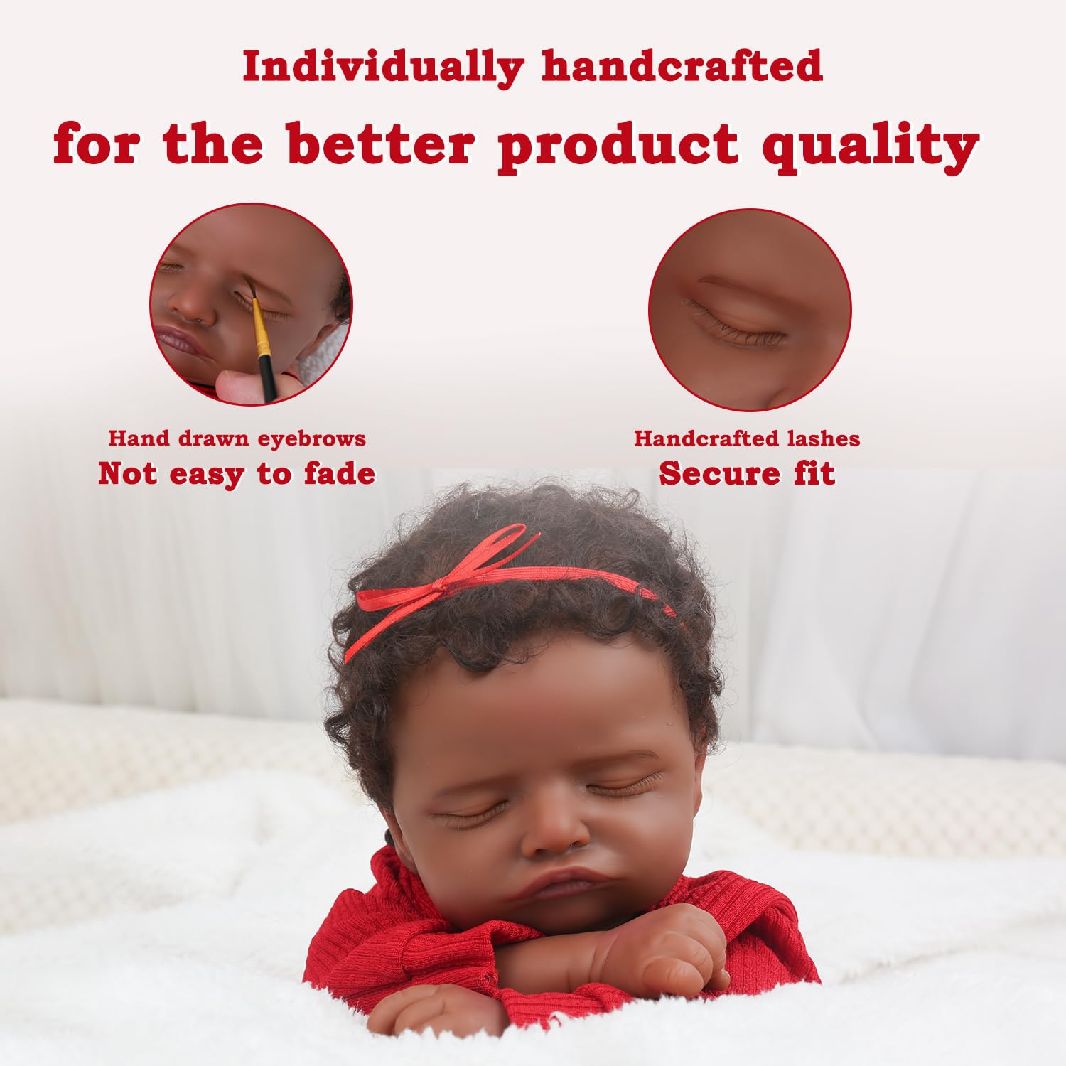 CHAREX 18-Inch Realistic Reborn Baby Doll, African American Newborn Girl