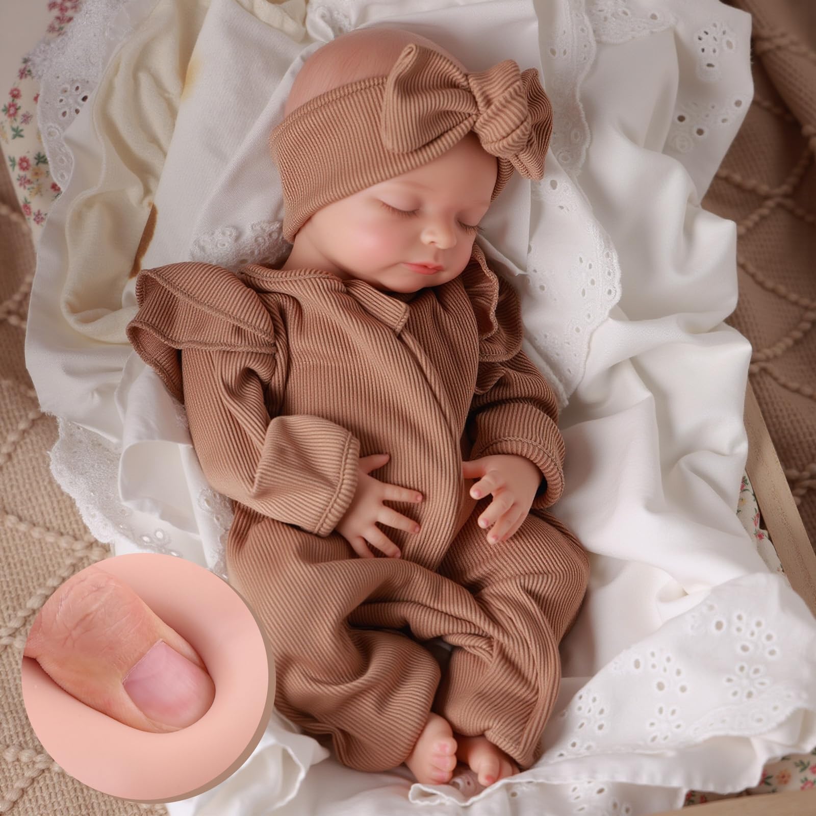 BABESIDE 16 Inch Silicone Baby Doll Weighted 4LB, Lifelike Newborn Dolls