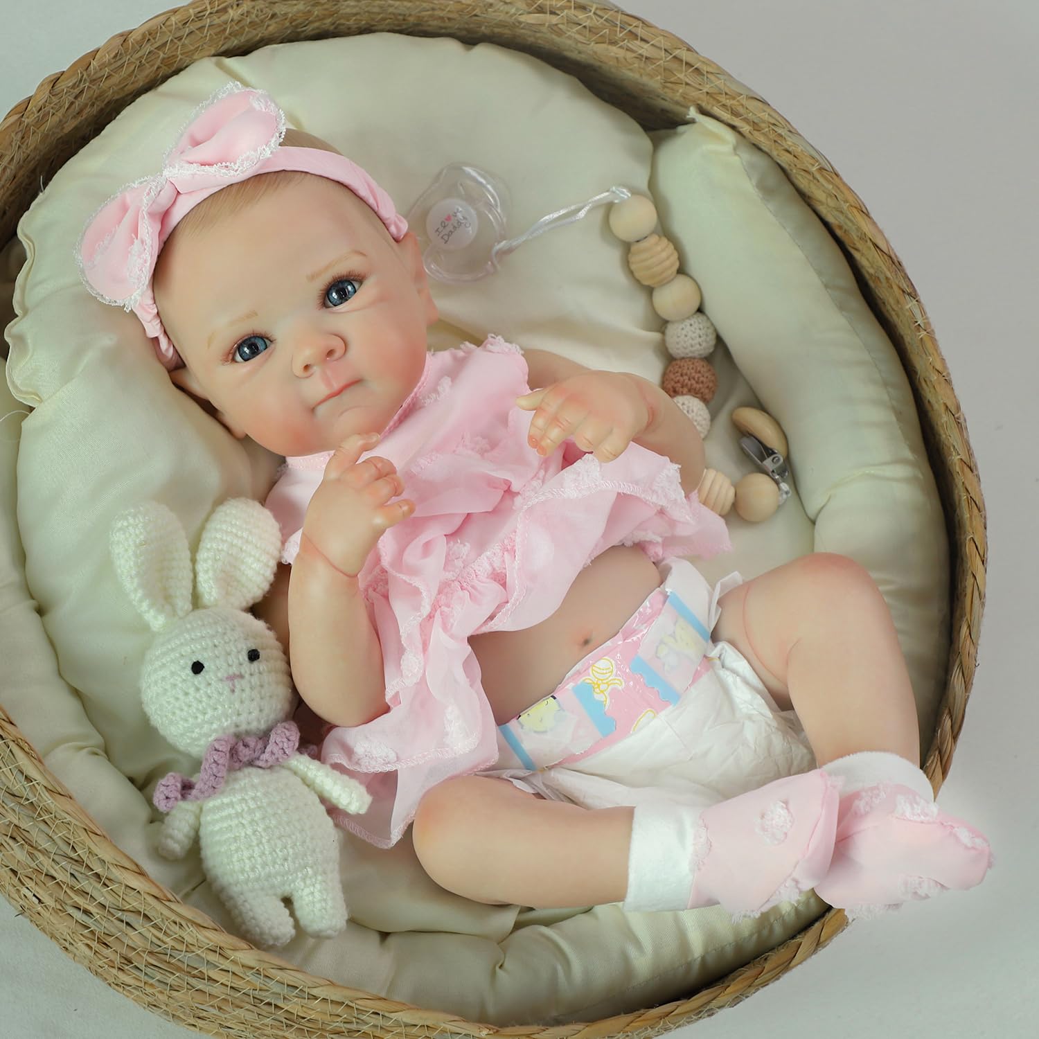 KSBD Reborn Baby Dolls - 20 Inch Realistic Baby Doll Real Life Baby Dolls Lifelike Newborn Baby Doll Girl with Soft Full Vinyl Body and Accessories can Swimming Baby Dolls for 3+ Years Old Kids Gifts