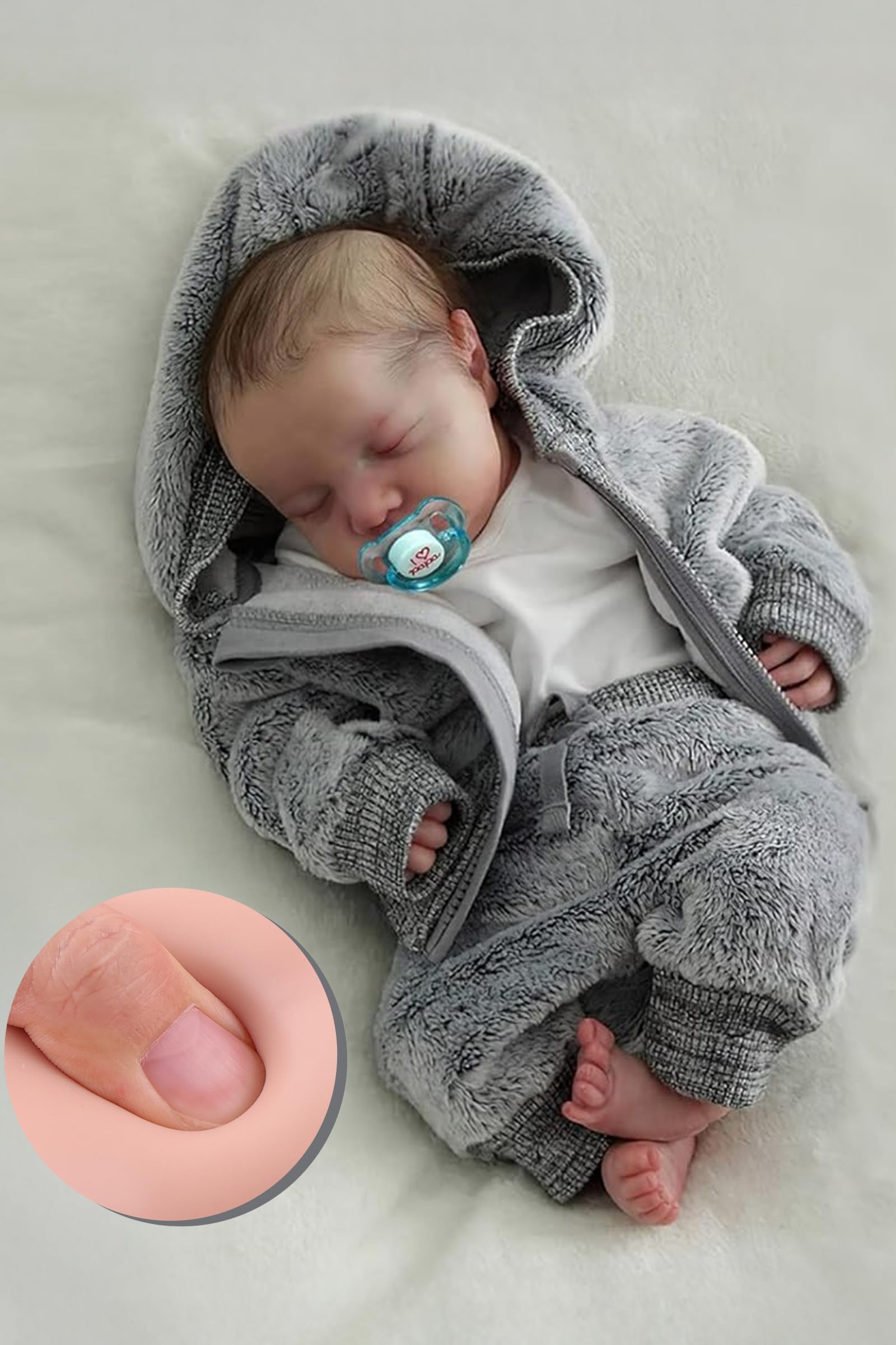 BABESIDE 17 Inch Lifelike Reborn Baby Dolls, Full Body Vinyl Boy