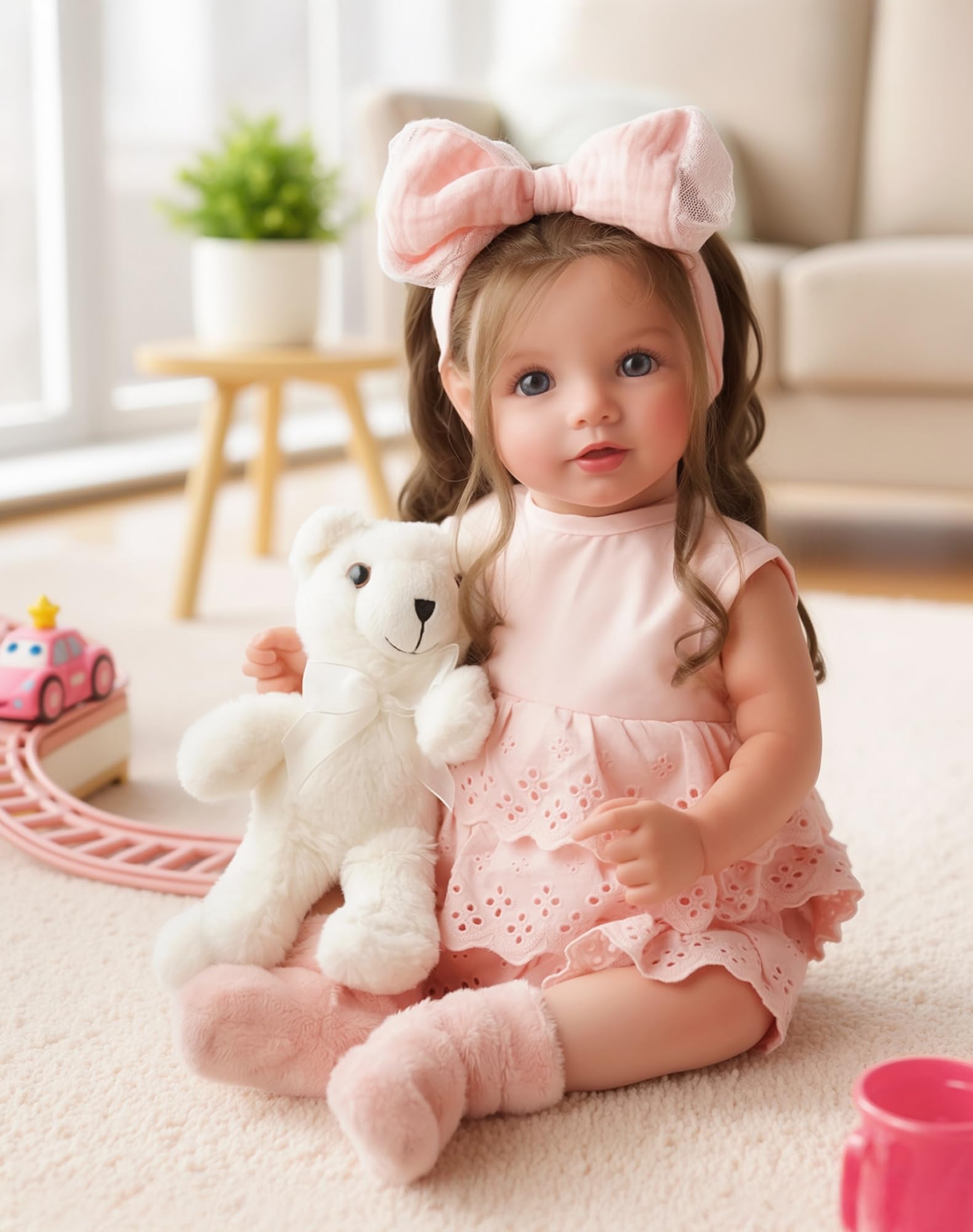 BABESIDE Dara 20 Inch Lifelike Reborn Baby Dolls, Long Brown Hair Girl
