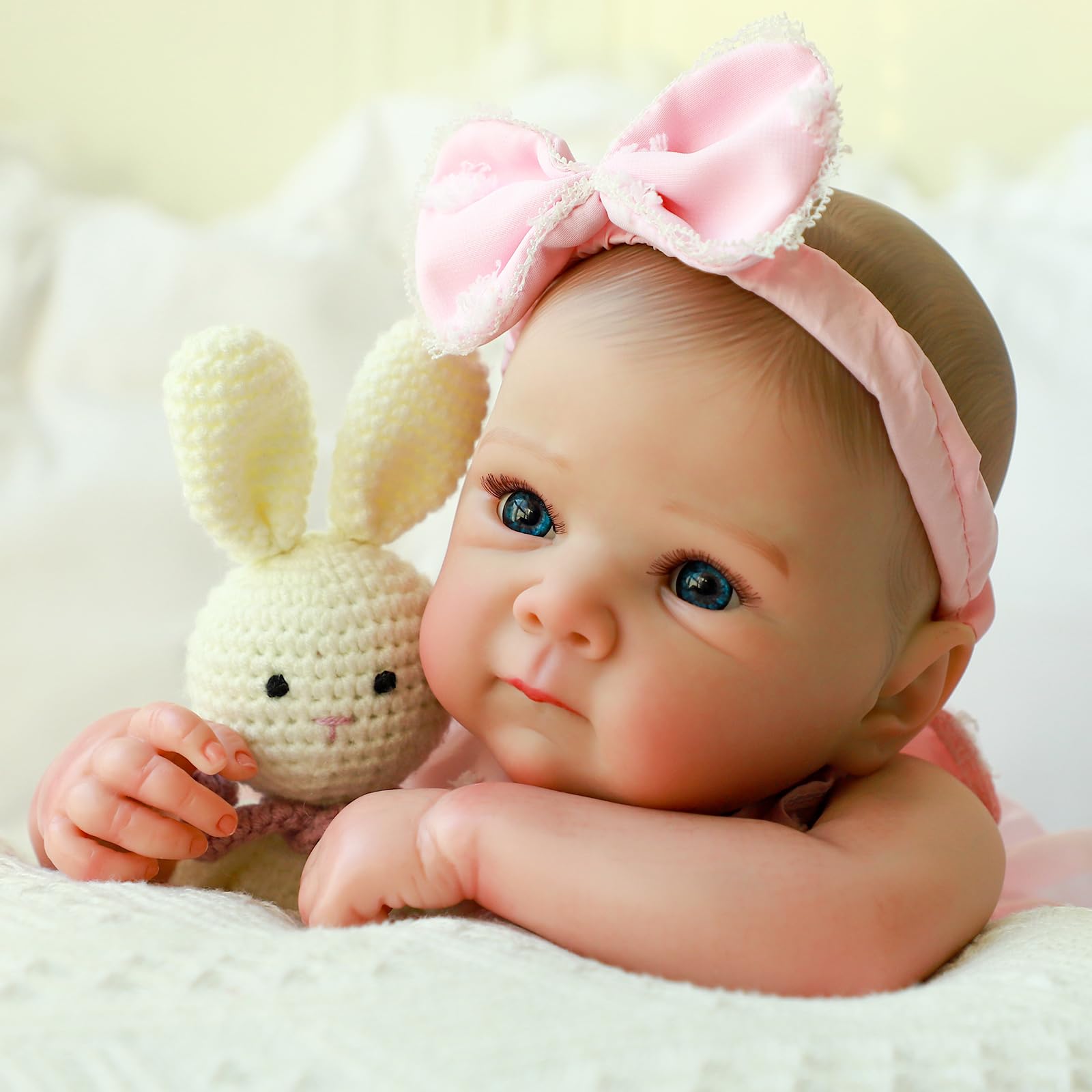KSBD Reborn Baby Dolls - 20 Inch Realistic Baby Doll Real Life Baby Dolls Lifelike Newborn Baby Doll Girl with Soft Full Vinyl Body and Accessories can Swimming Baby Dolls for 3+ Years Old Kids Gifts