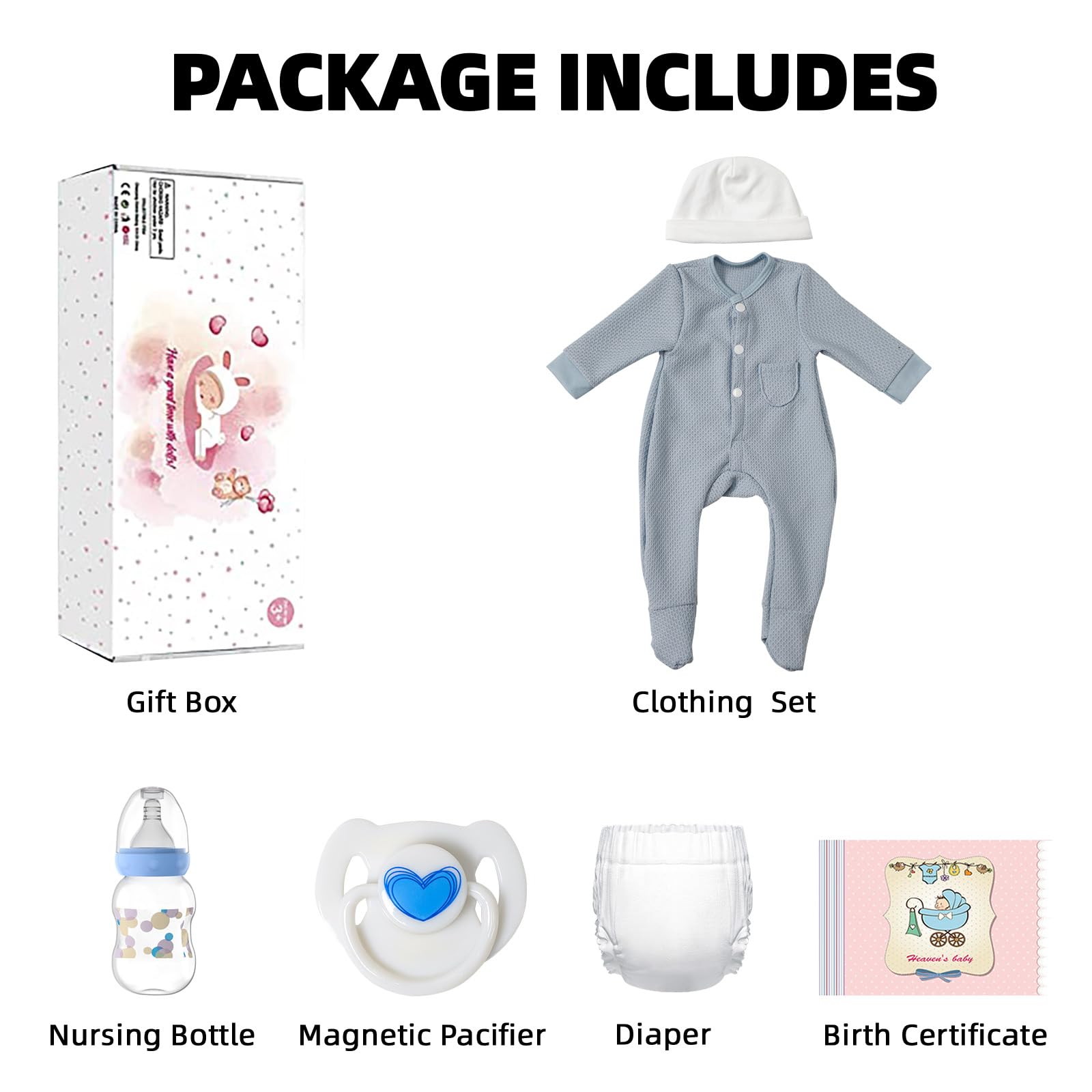 WOOROY Lifelike Reborn Baby Dolls- 18 Inch Baby Boy Doll, Full Vinyl Body Sleeping Dolls, Poseable Real Life Newborn Realborn Birthday Gift Toy with Doll Accessories for Kids 3+