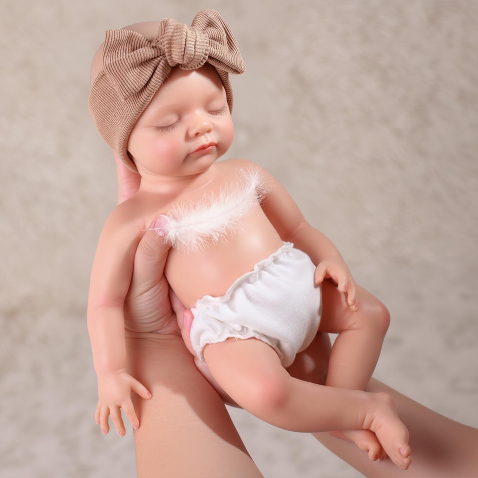 BABESIDE 16 Inch Silicone Baby Doll Weighted 4LB, Lifelike Newborn Dolls