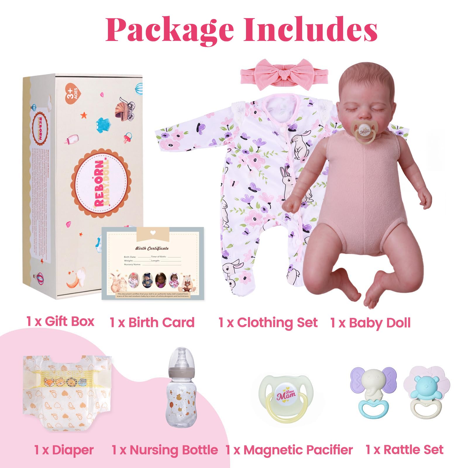 BABESIDE 20 Inch Reborn Baby Dolls Girl, Realistic Newborn Baby Doll