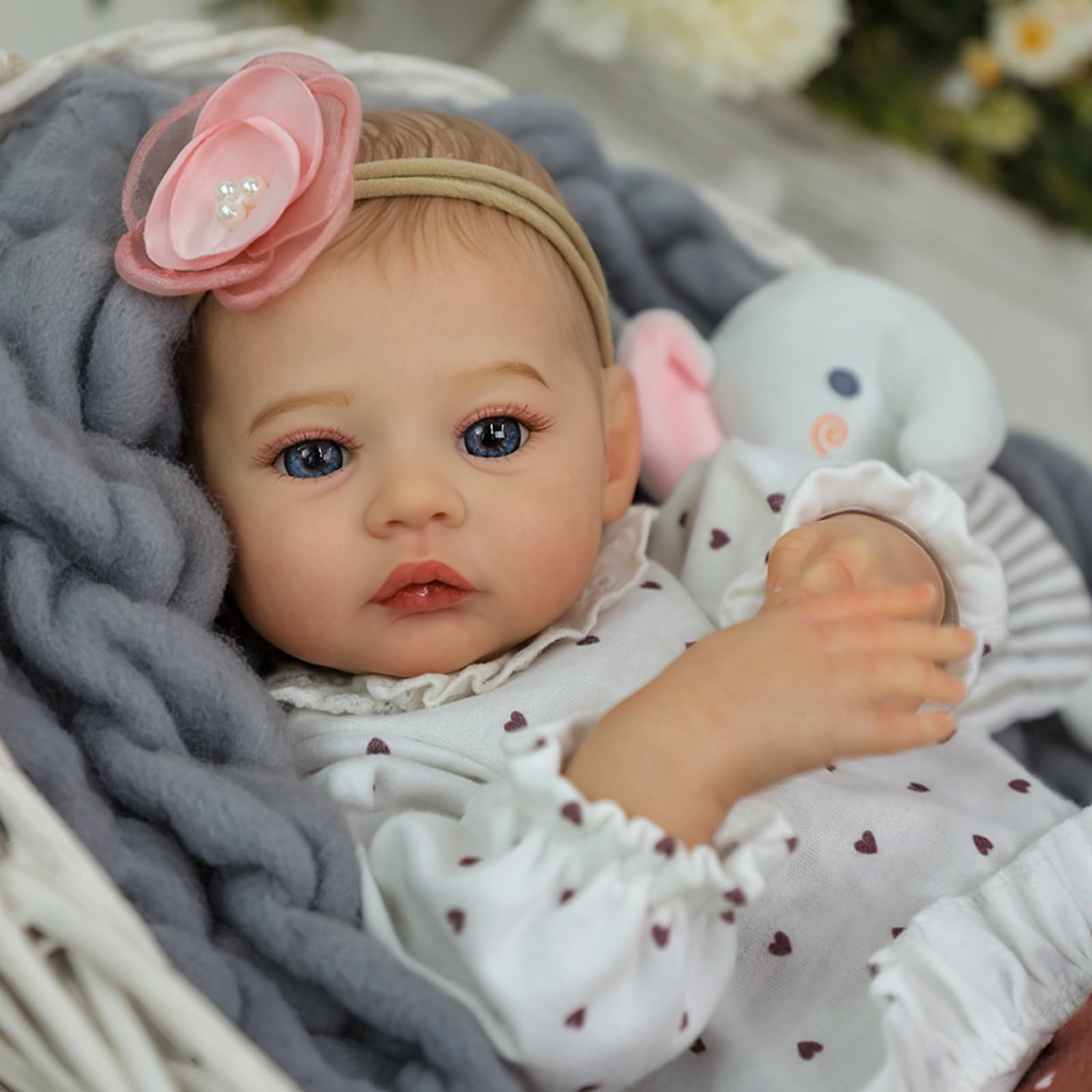 KSBD Reborn Baby Dolls - 18 Inch Realistic Baby Doll Girl, Real Life Baby Dolls with Cute Soft Vinyl Body, Real Baby Doll Newborn Lifelike Baby Gift with Accessories for 3+ Years Old Kids