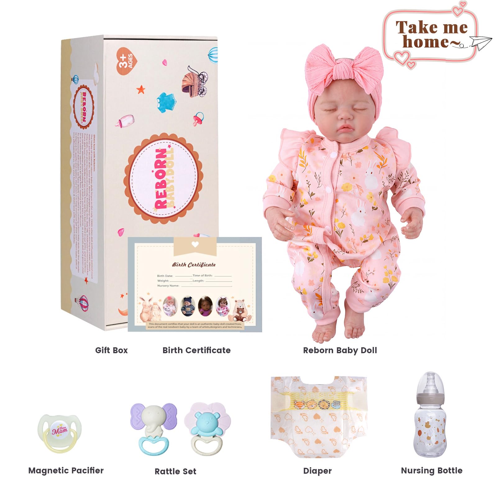 BABESIDE Reborn Baby Dolls Girl, 17 Inch Realistic Doll with Accessories