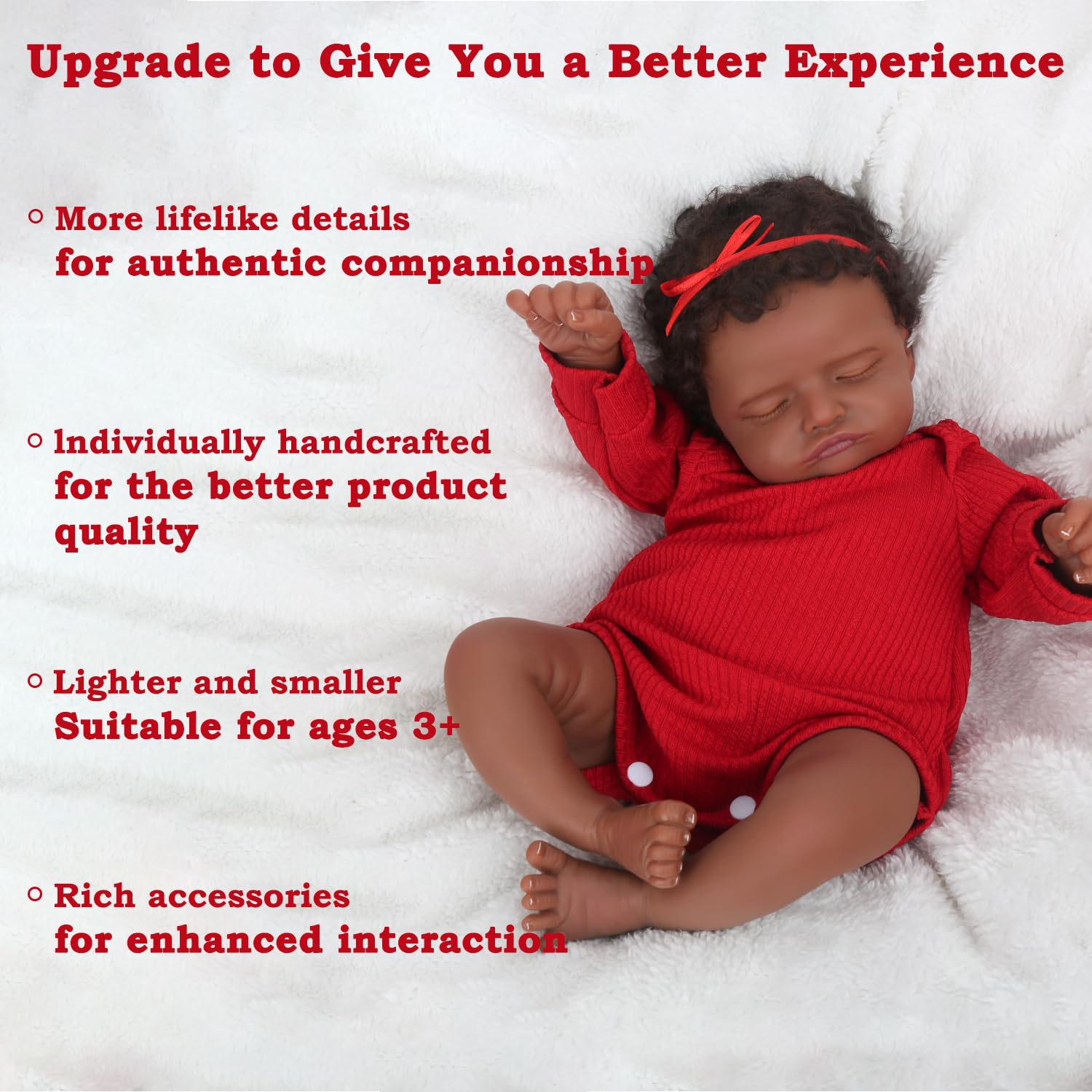 CHAREX 18-Inch Realistic Reborn Baby Doll, African American Newborn Girl