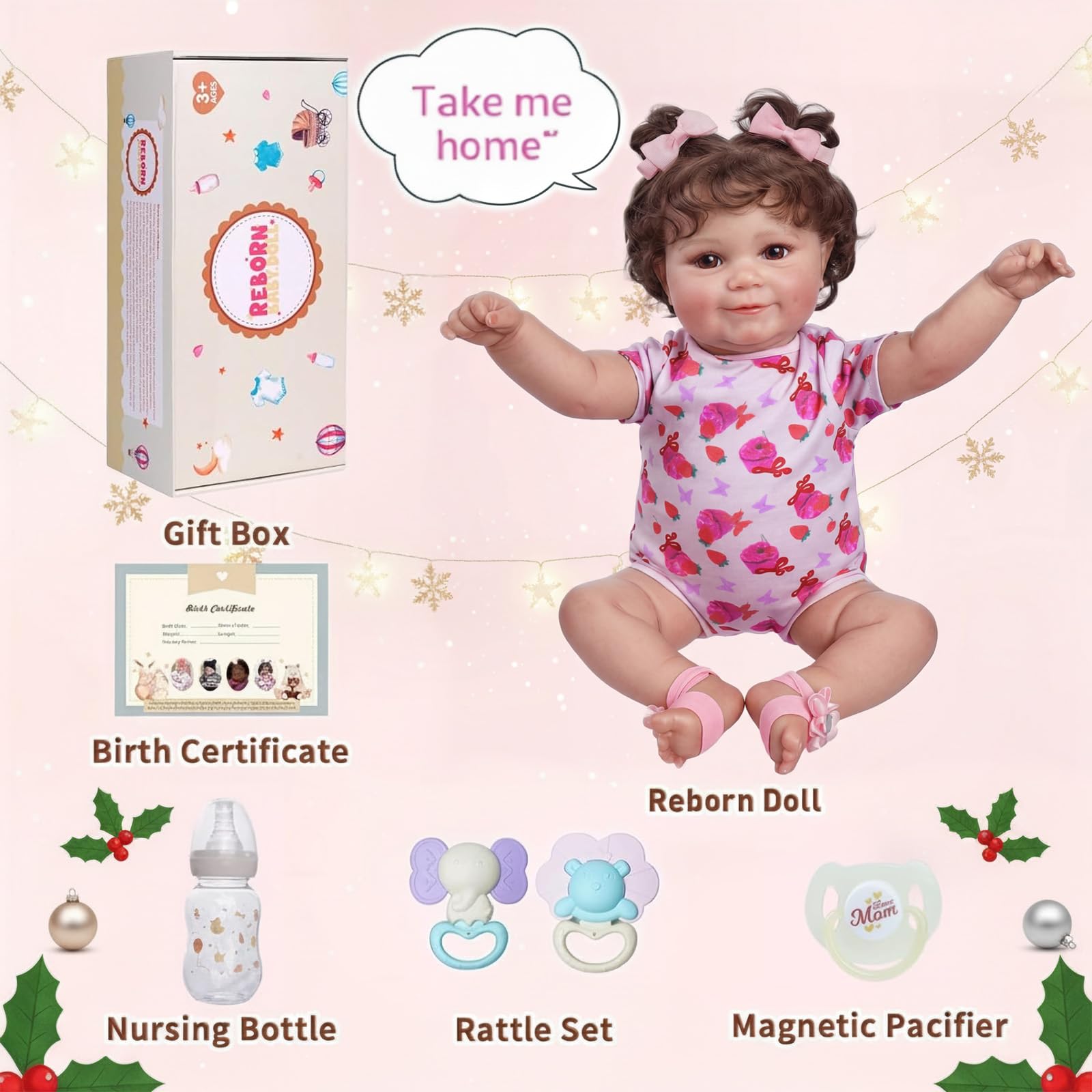 JIZHI 20Inch Reborn Baby Dolls, Real Baby Feeling Realistic Gift for Kids