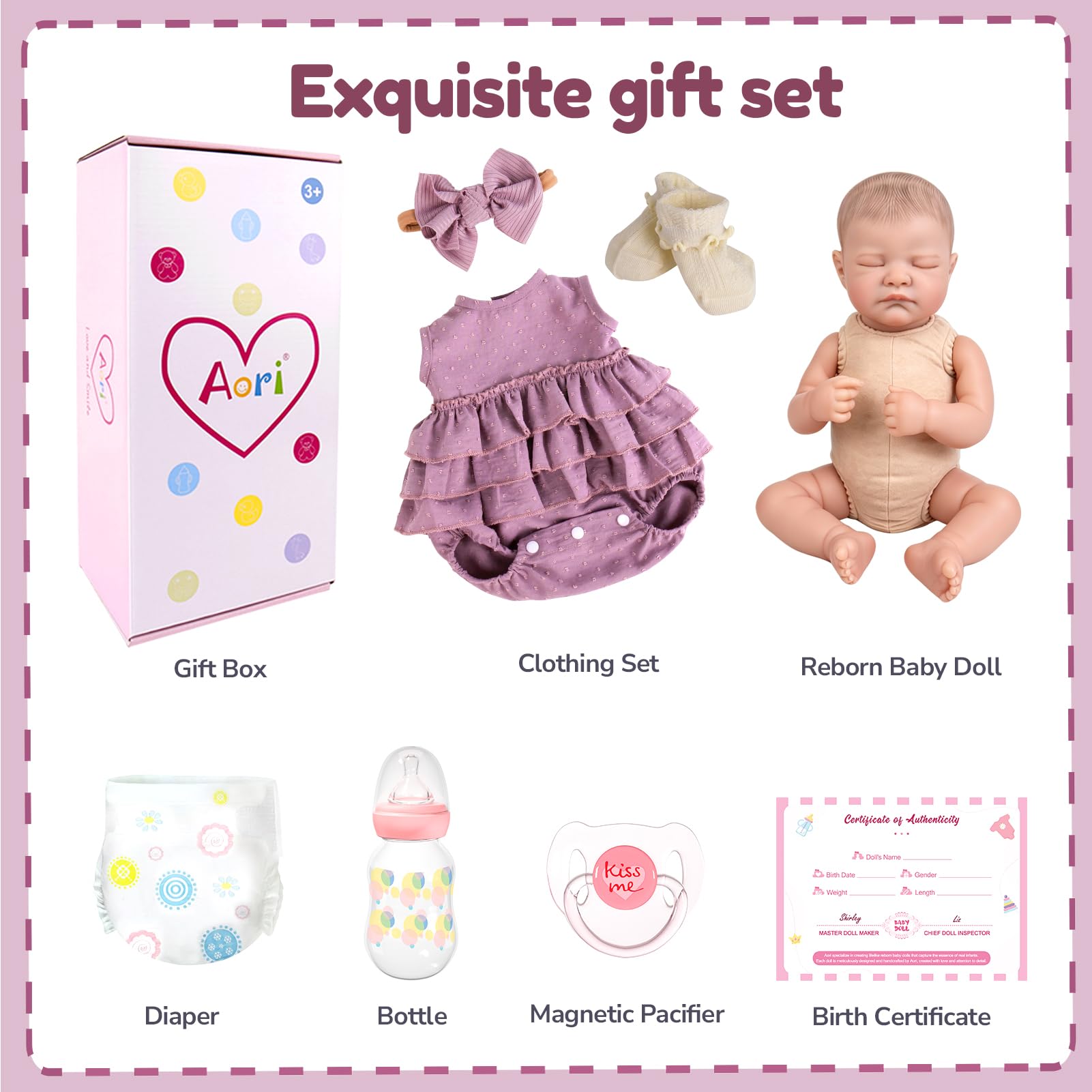 Aori Reborn Baby Dolls, 20-Inch Real Life Baby Girl