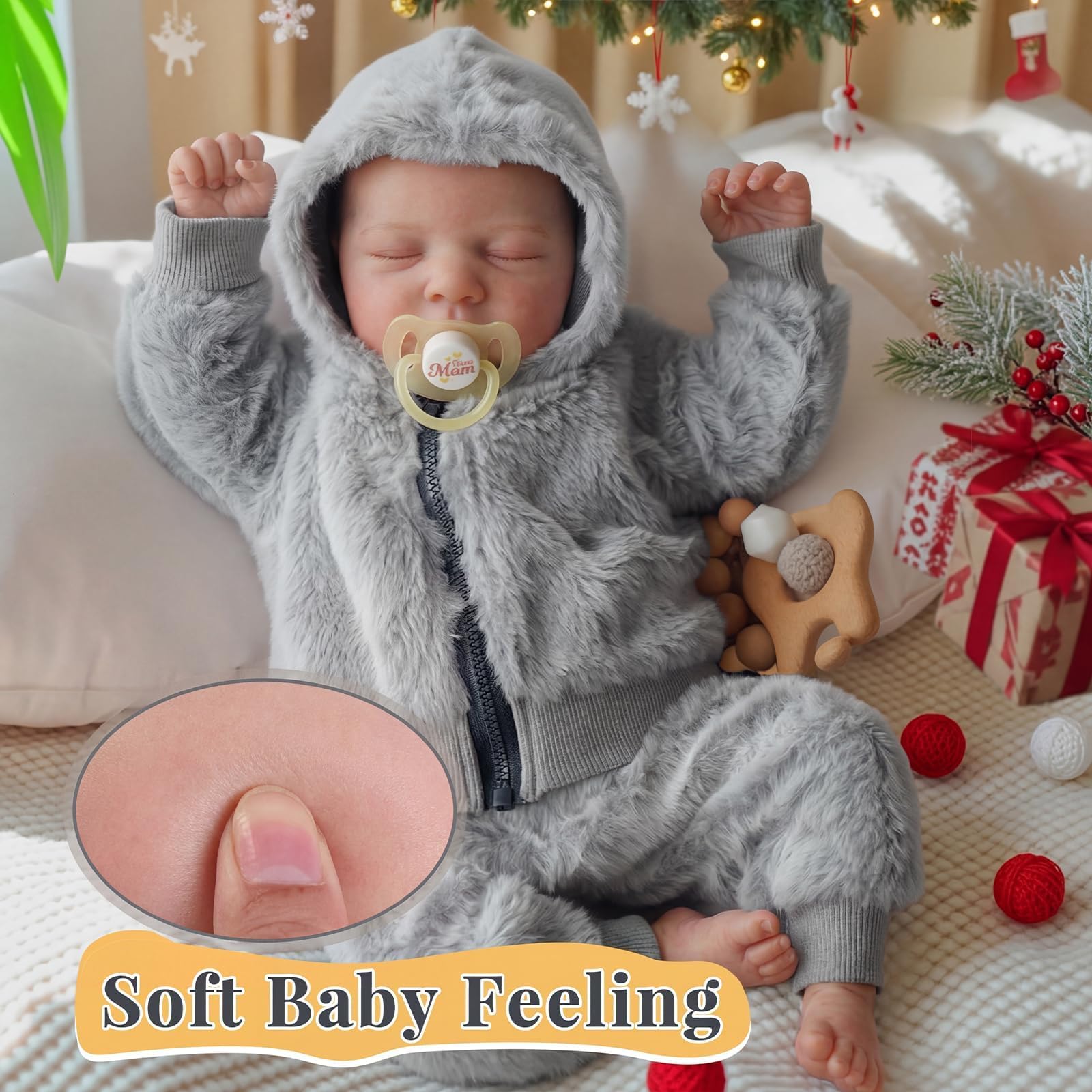 BABESIDE 17 Inch Lifelike Reborn Baby Dolls, Full Body Vinyl Boy