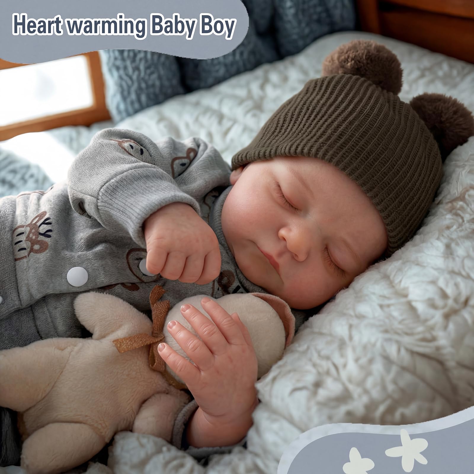 BABESIDE Reborn Baby Dolls Boy, 17 Inch Realistic Doll with Accessories