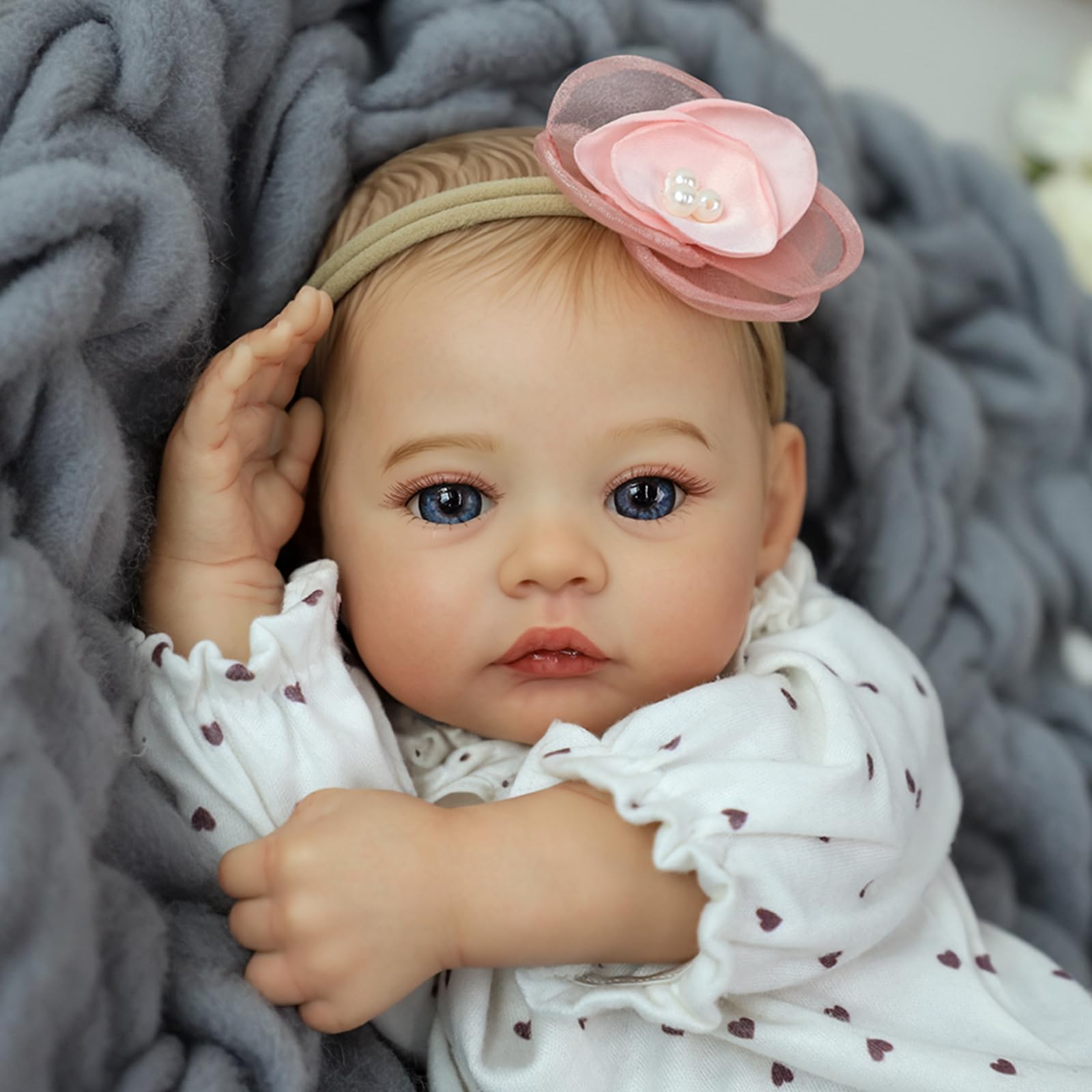 KSBD Reborn Baby Dolls - 18 Inch Realistic Baby Doll Girl, Real Life Baby Dolls with Cute Soft Vinyl Body, Real Baby Doll Newborn Lifelike Baby Gift with Accessories for 3+ Years Old Kids