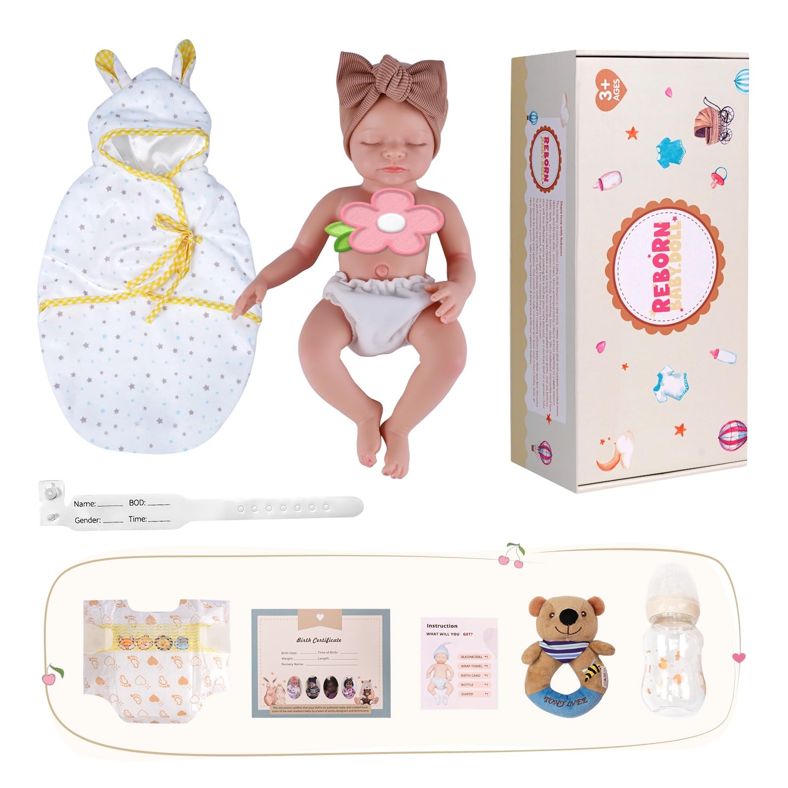 BABESIDE 16 Inch Silicone Baby Doll Weighted 4LB, Lifelike Newborn Dolls