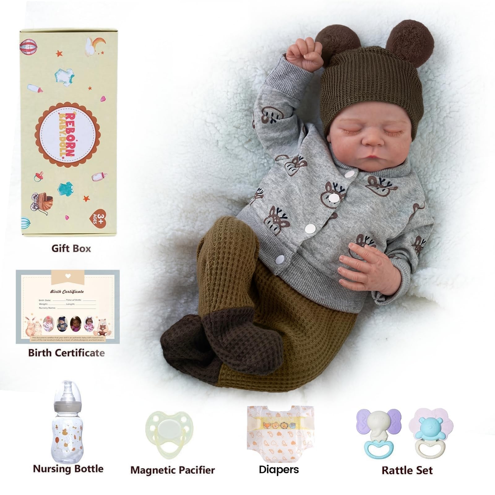BABESIDE Reborn Baby Dolls Boy, 17 Inch Realistic Doll with Accessories