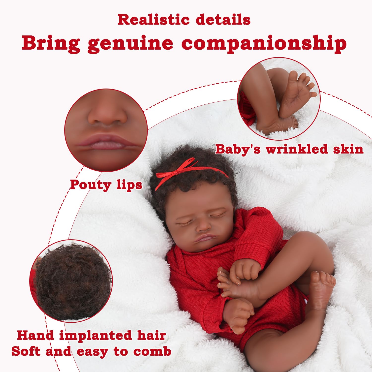 CHAREX 18-Inch Realistic Reborn Baby Doll, African American Newborn Girl