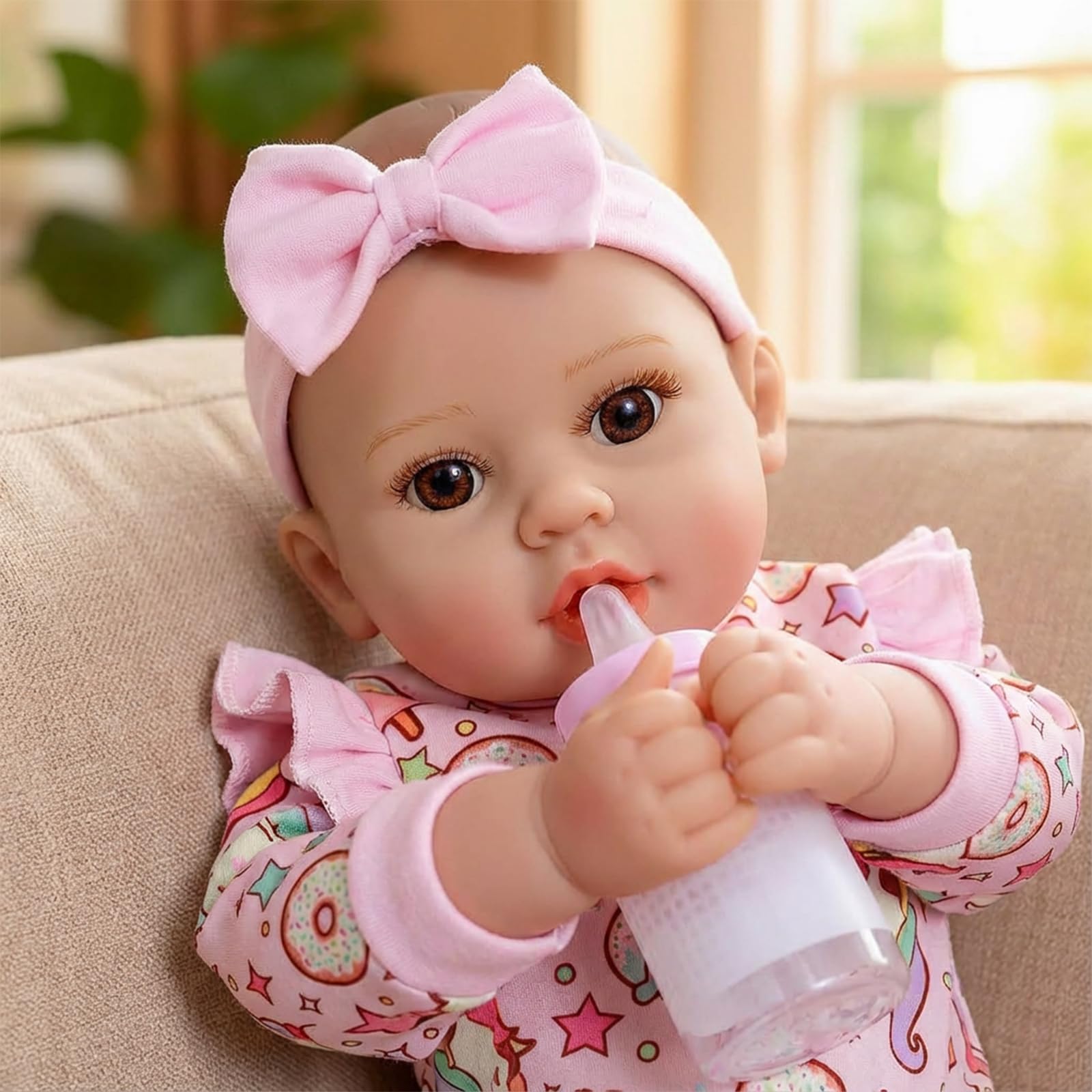 GOAROY Baby Dolls, 17 Inches Large Realistic Baby Doll with Cute Soft Body, Real Life Baby Dolls Girl, with Bottles & Pacifier, Diapers and Bibs, Gift Idea for Ages 3+