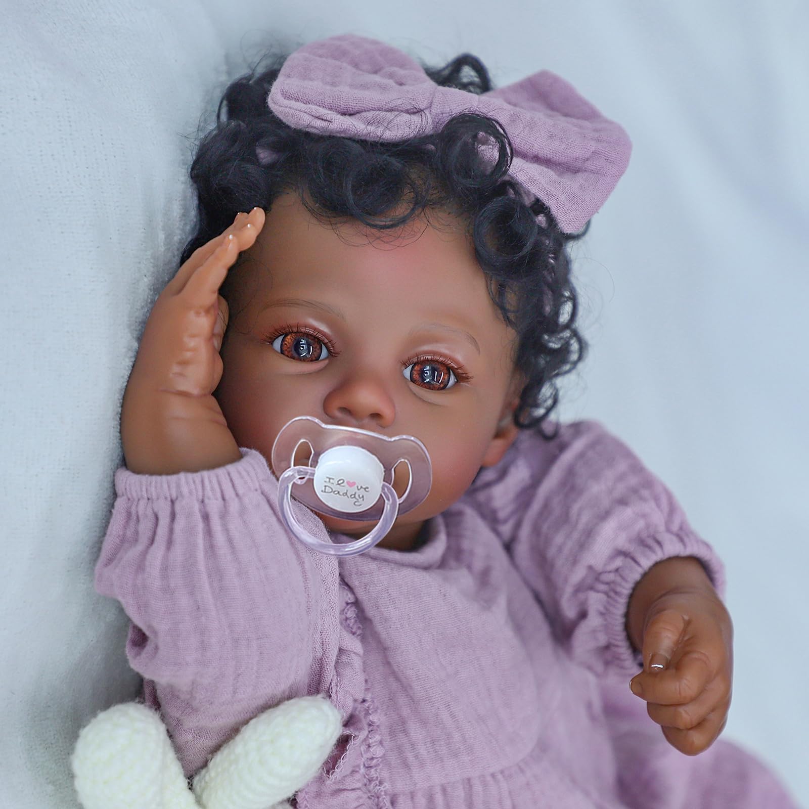 WOOROY Realistic Reborn Baby Dolls Black Girl – 18 Inch African American Newborn Doll, Lifelike Real Life Handcrafted Soft Cloth Body with Accessories Gift Set for Kids Age 3+