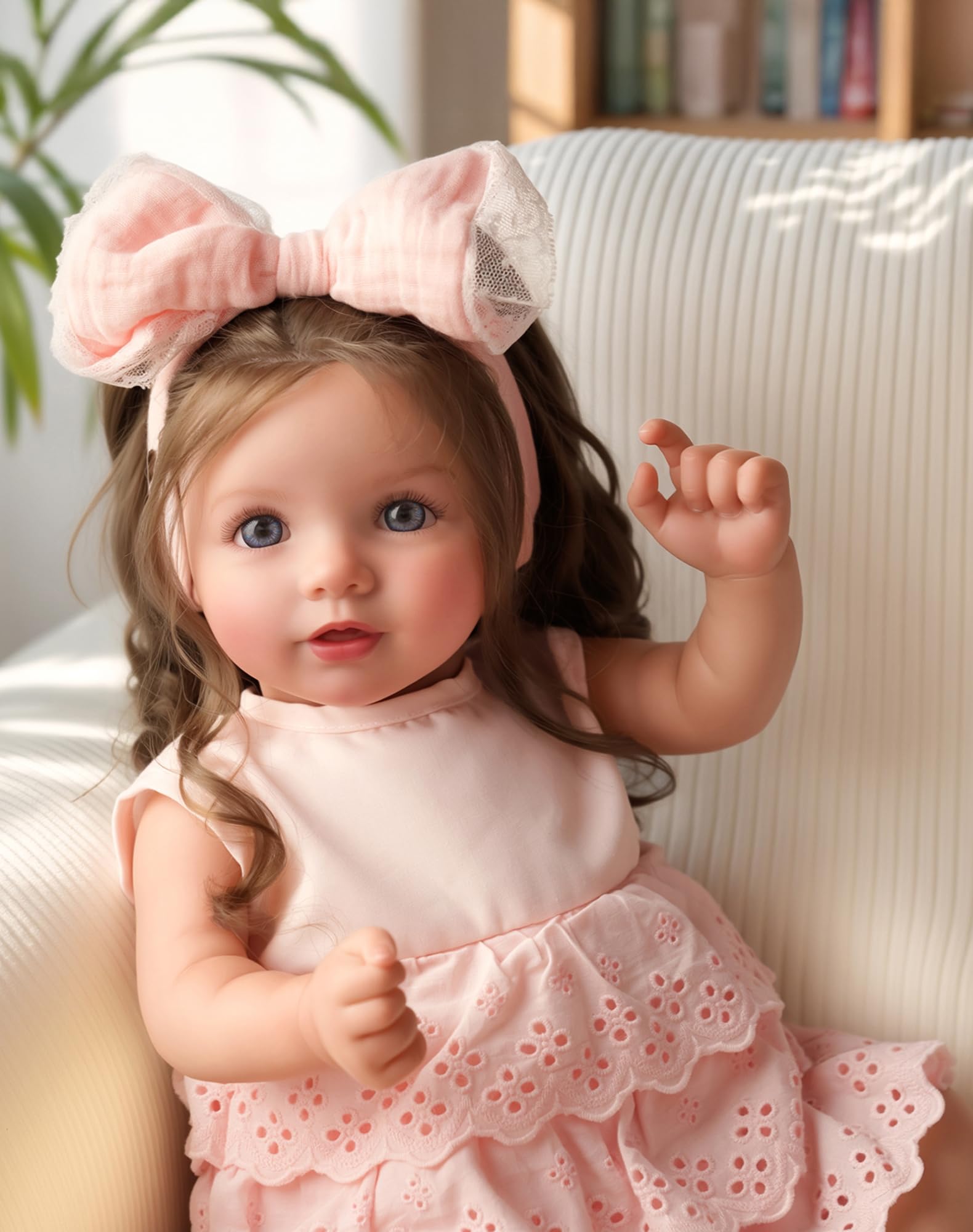 BABESIDE Dara 20 Inch Lifelike Reborn Baby Dolls, Long Brown Hair Girl