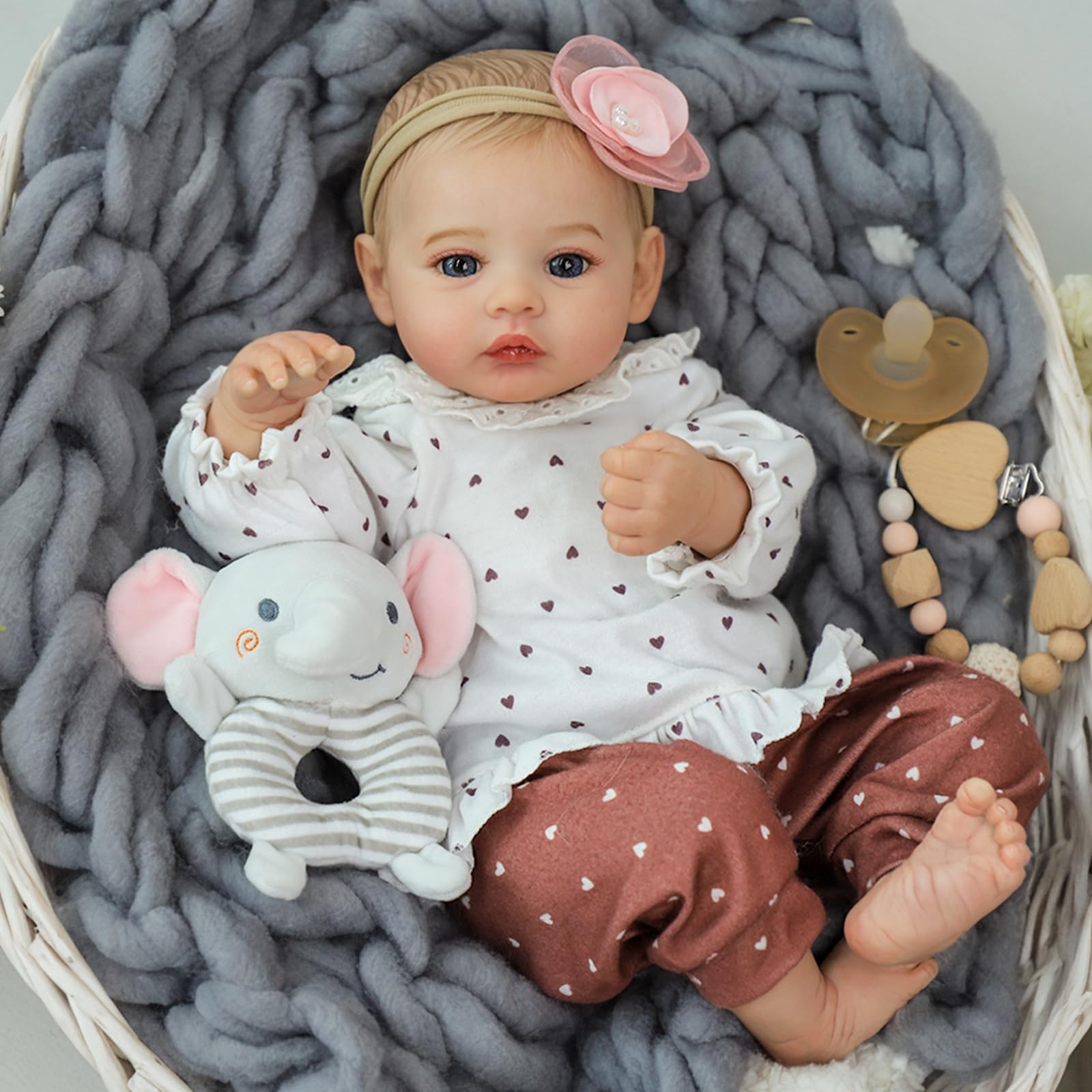 KSBD Reborn Baby Dolls - 18 Inch Realistic Baby Doll Girl, Real Life Baby Dolls with Cute Soft Vinyl Body, Real Baby Doll Newborn Lifelike Baby Gift with Accessories for 3+ Years Old Kids