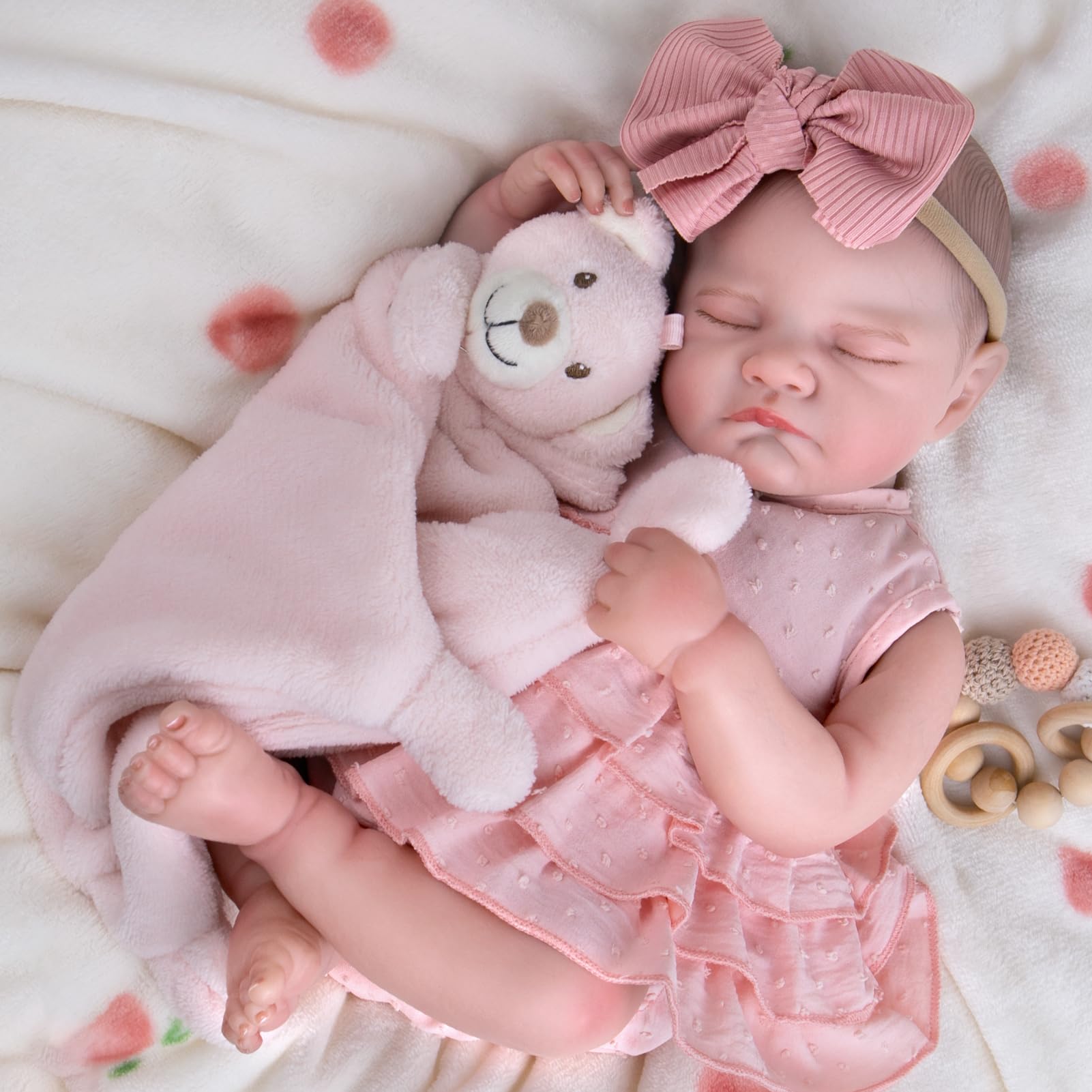 Aori Reborn Baby Dolls, 20'' Realistic Sleeping Newborn Girl in Pink Dress