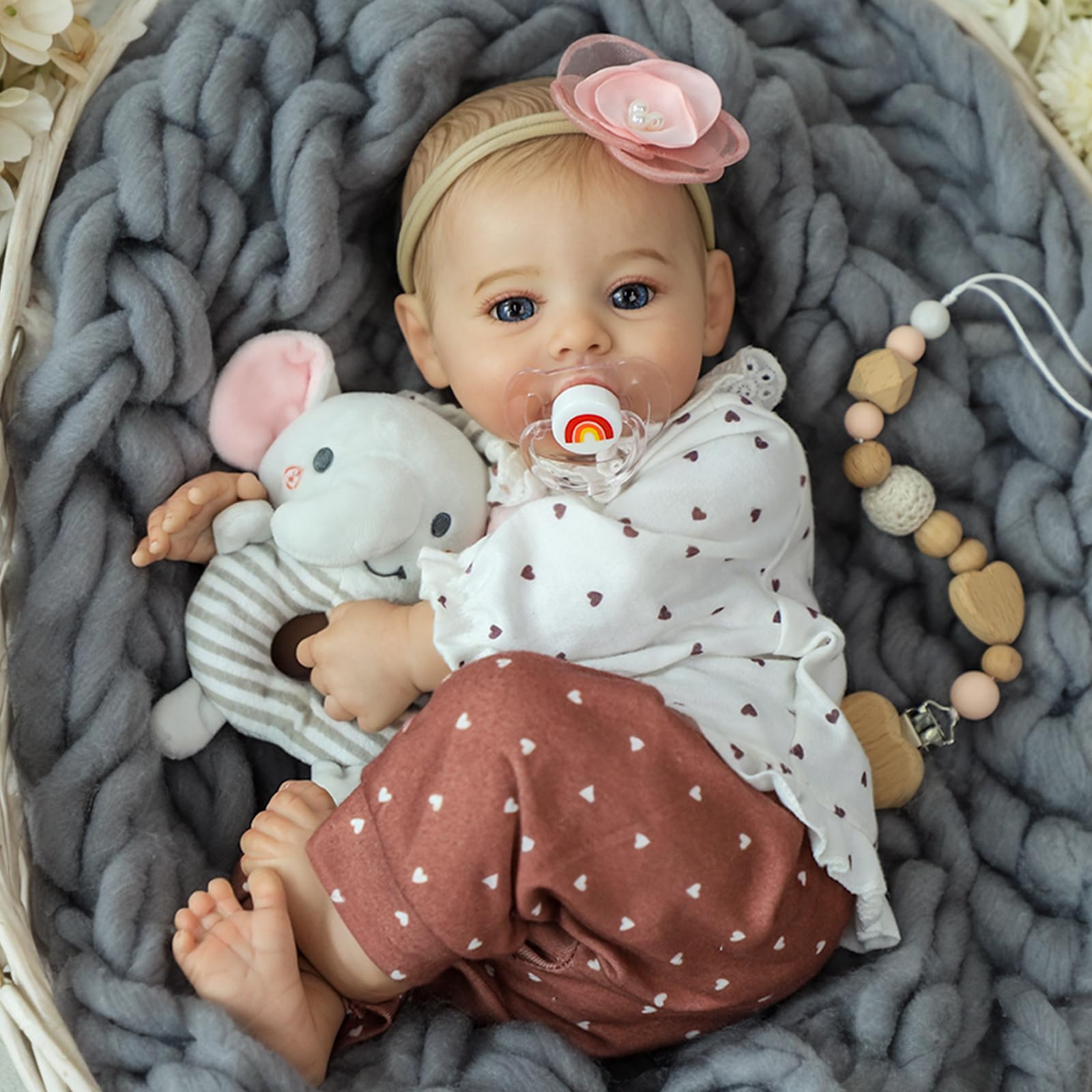 KSBD Reborn Baby Dolls - 18 Inch Realistic Baby Doll Girl, Real Life Baby Dolls with Cute Soft Vinyl Body, Real Baby Doll Newborn Lifelike Baby Gift with Accessories for 3+ Years Old Kids