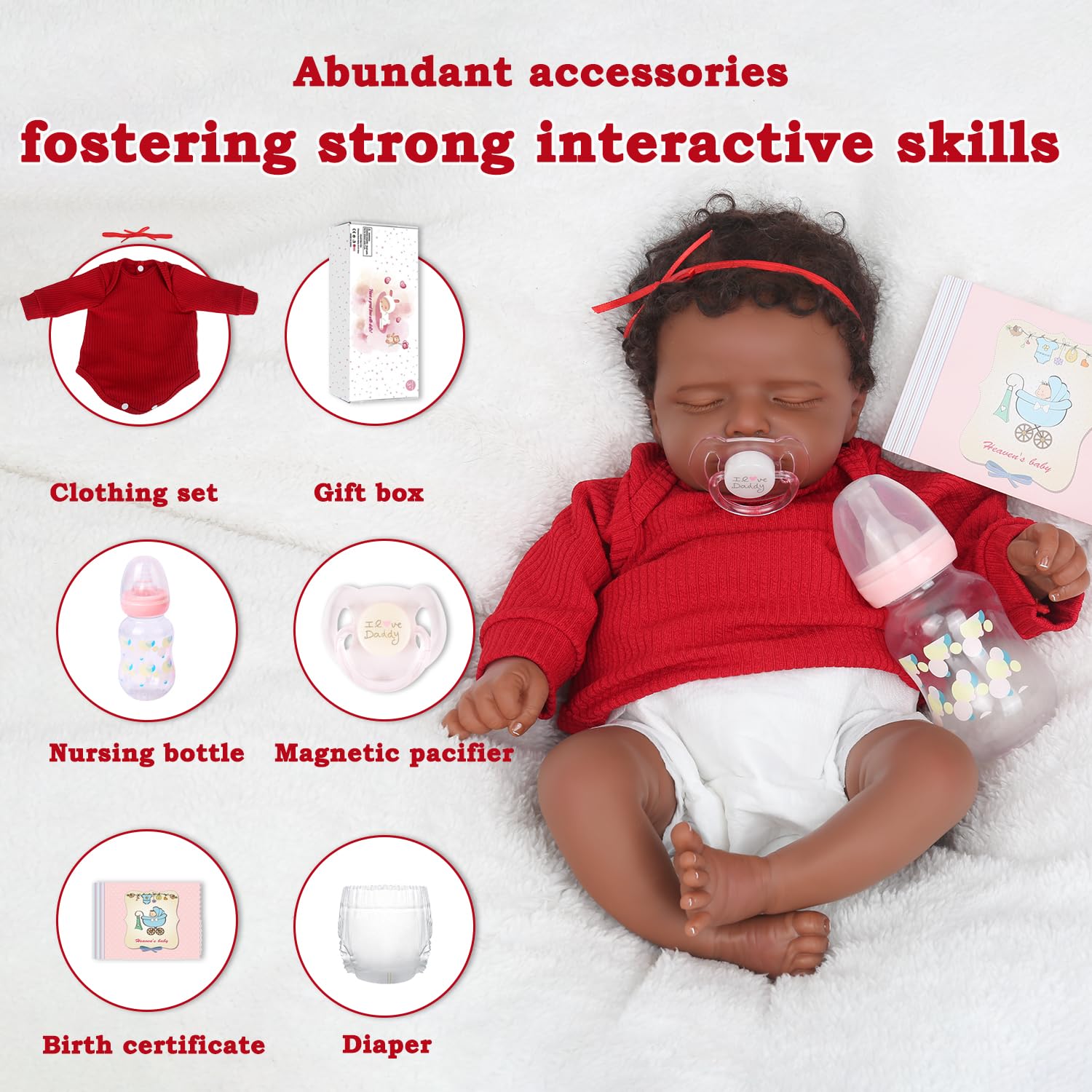 CHAREX 18-Inch Realistic Reborn Baby Doll, African American Newborn Girl