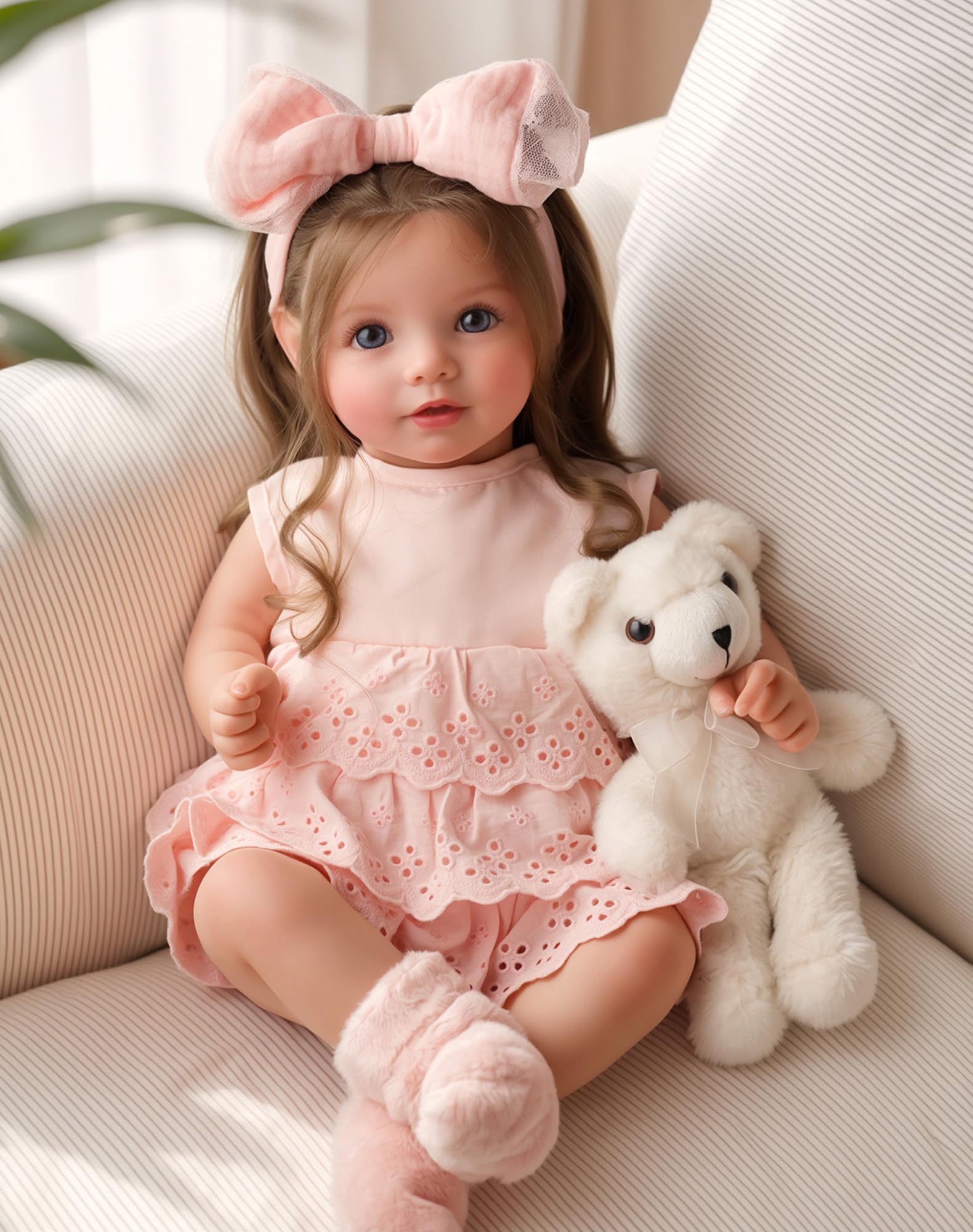 BABESIDE Dara 20 Inch Lifelike Reborn Baby Dolls, Long Brown Hair Girl