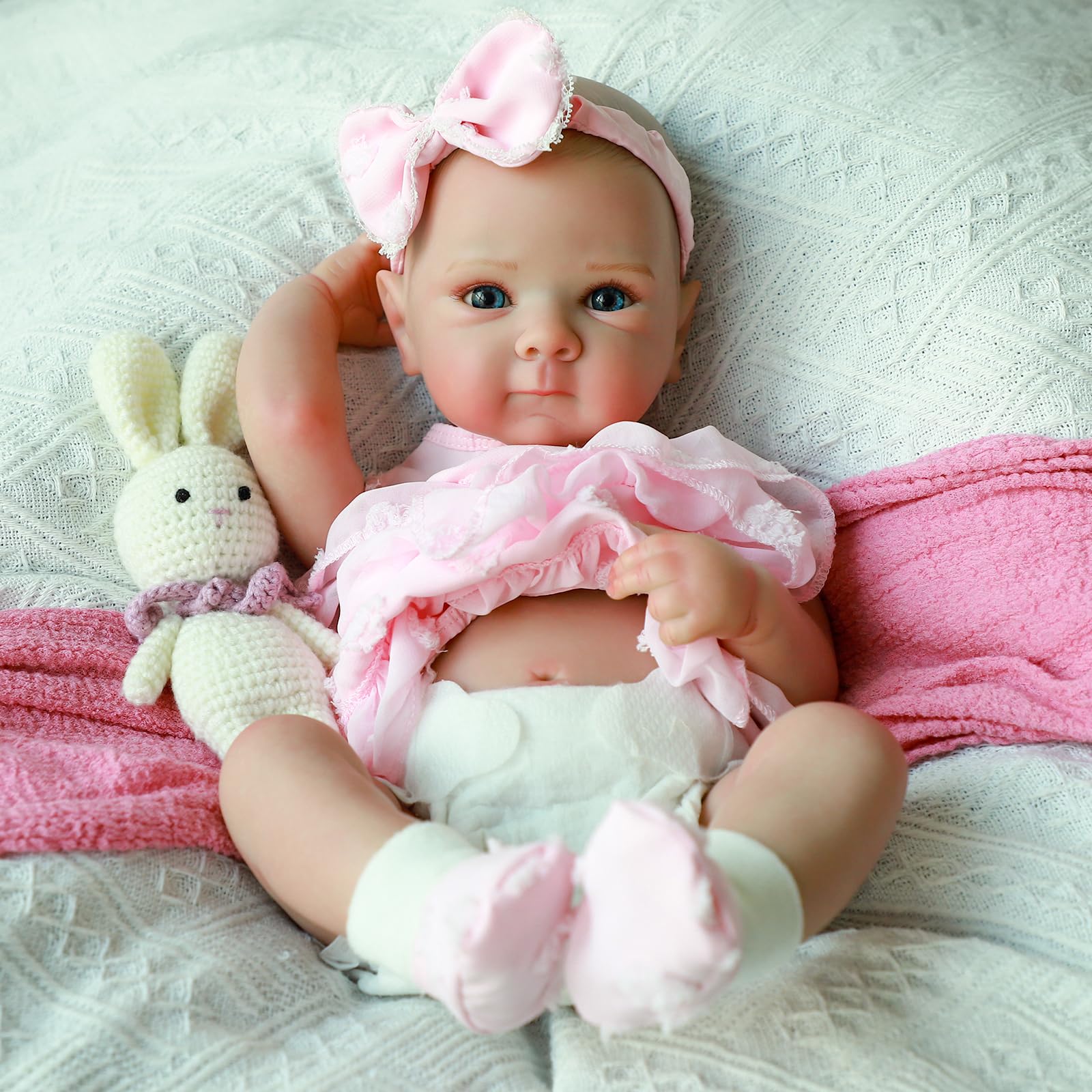 KSBD Reborn Baby Dolls - 20 Inch Realistic Baby Doll Real Life Baby Dolls Lifelike Newborn Baby Doll Girl with Soft Full Vinyl Body and Accessories can Swimming Baby Dolls for 3+ Years Old Kids Gifts